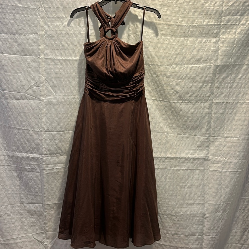 White House Black Market brown halter dress